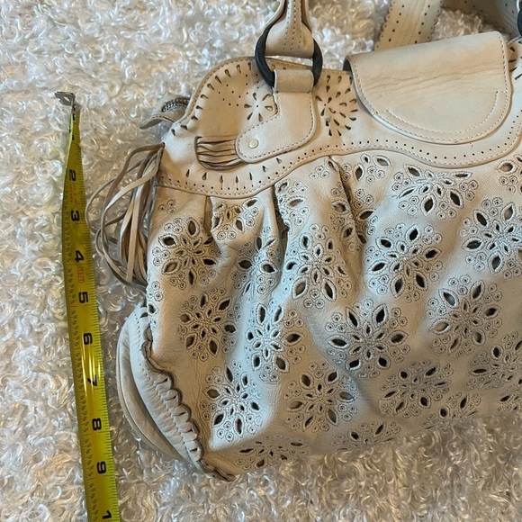 SALVATORE FERRAGAMO Leather Neutral Perforated Shoulder Bag - Picture 8 of 14